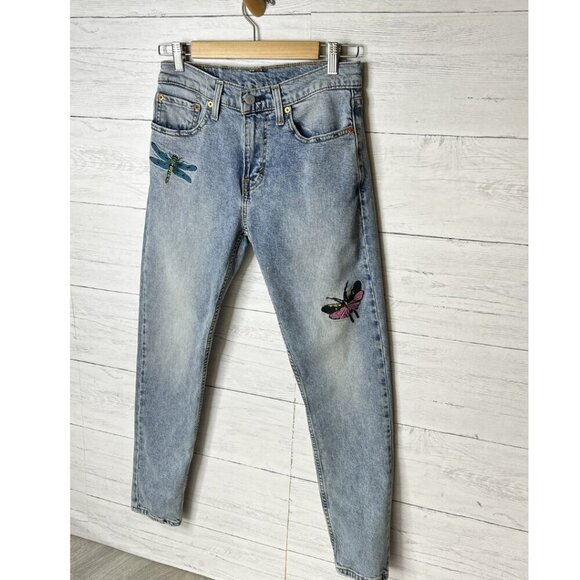 Levis Jeans Mens Size 29X30 Slim Taper Butterfly Dragonfly Embroidered - Picture 5 of 16